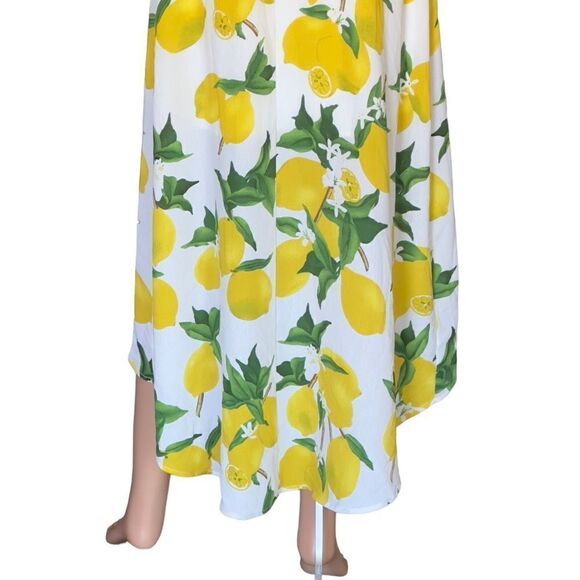 Dream of me Lemon Print Faux Wrap High Low Dress SMALL - Picture 11 of 15